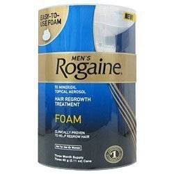 A bottle of a hair loss product called Rogaine aka minoxidil