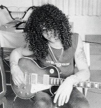 Rockstar Slash with his long curly hair